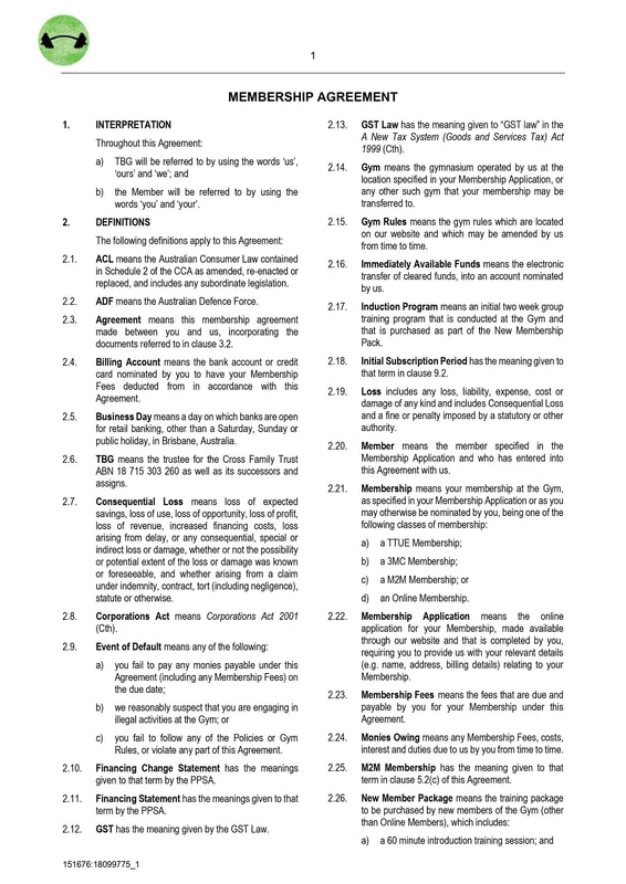 TBG Client Agreement — The Barracks Gym