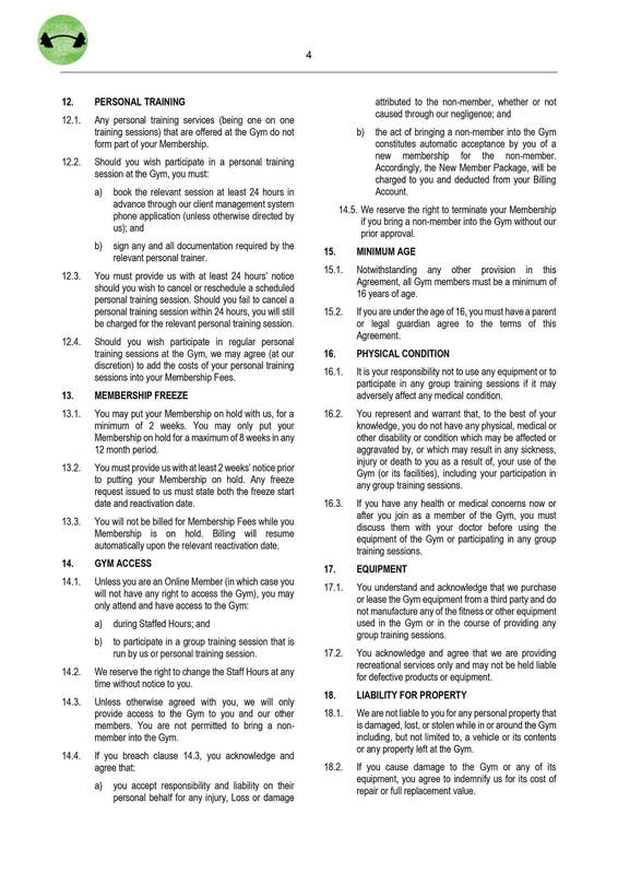TBG Client Agreement — The Barracks Gym